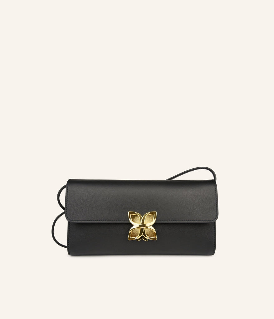 Hortensia Clutch | Noir Lisse - Fleuron Paris